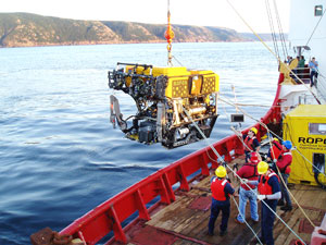 Le submersible téléguidé ROPOS est déployé au large du Cap-Breton