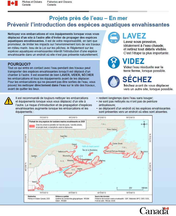 Aperçu d'une affiche qui explique différentes méthodes pour prévenir l'introduction des espèces aquatiques envahissantes