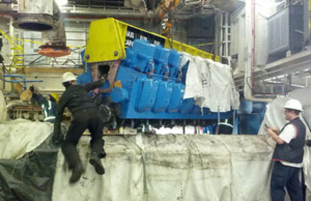 Installing new engines in the engine room