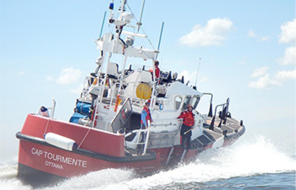 The search and rescue vessel, CCGS Cap Tourmente, on sea.